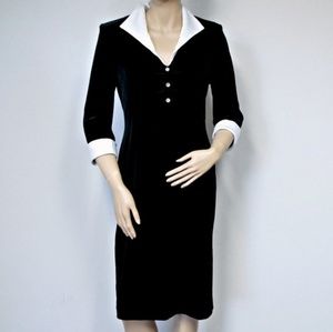 Vintage Black Stretch Velvet Rhinetone Dress